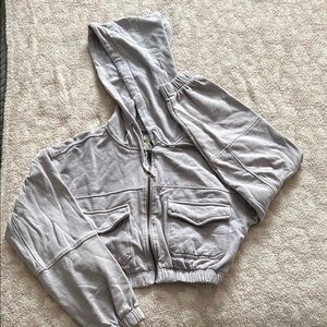 Gray Cropped Hoodie